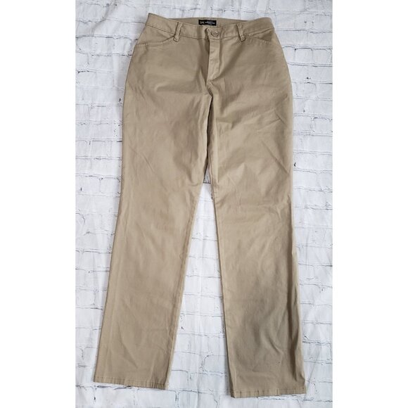 Lee Pants Womens sz 6 Tan Cotton Stratch Straight Leg Mid Rise Easy Care - Picture 1 of 5
